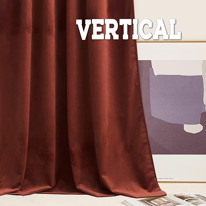 RYB Home Rust Red Velvet Curtains 108 inches Long, Thermal Insulated Panel - Image 4