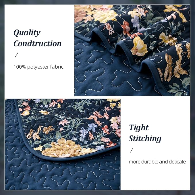 WONGS BEDDING Quilt King Size, Botanical Quilt - Image 4