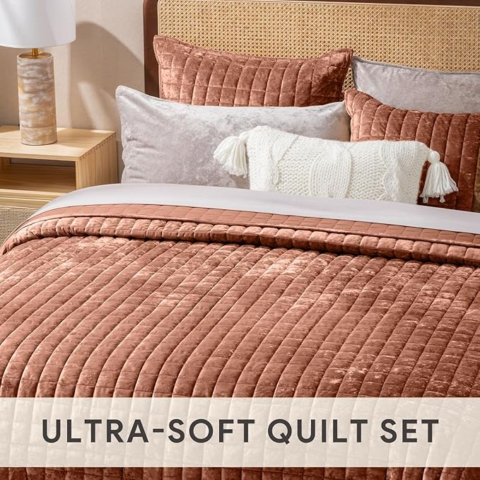 RECYCO Luxury Velvet Quilt Set King Size Bedding Sets, Ultra Soft Velvet - Image 4
