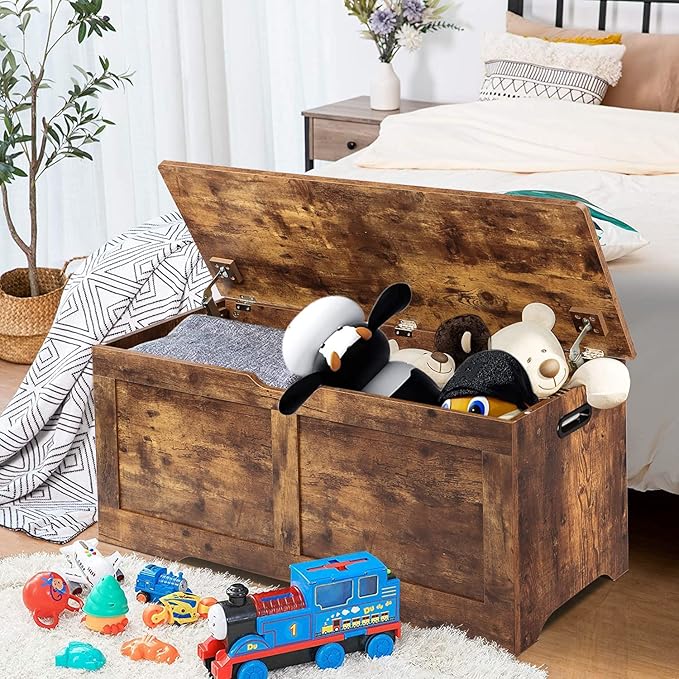 Timberer 39.4" Storage Chest, Wooden Storage Bench, Lift Top Toy Chest - Image 2