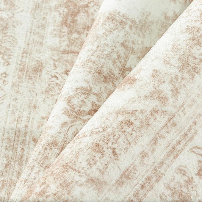 Runner Rug 2x12 Cream Hallway Washable Beige Carpet Non Slip Vintage Medallion - Image 7