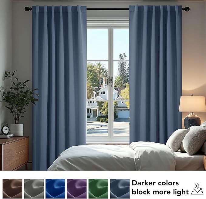 Deconovo Blackout Curtains, Thermal Insulated, W52 x L108 2 Panels, Back Tab - Image 4