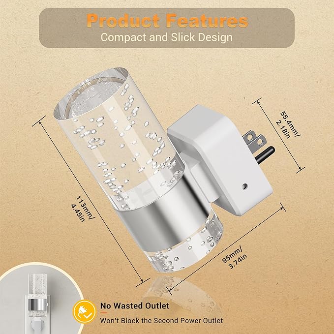 JandCase Night Light, Night Lights Plug into Wall, 3000K Warm White LED - Image 4