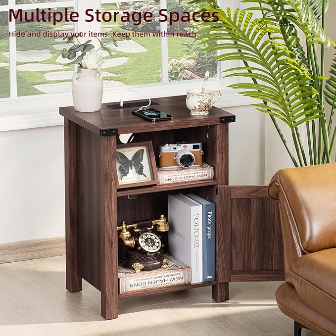 Joaxswe Night Stand, 18 Inch Farmhouse Nightstand - Image 6