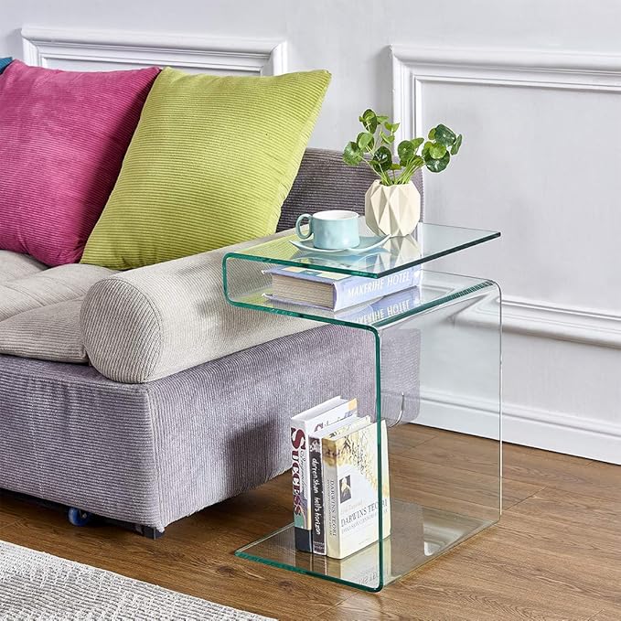 Glass Nightstand, Side Table, S-Shaped End Table - Image 7