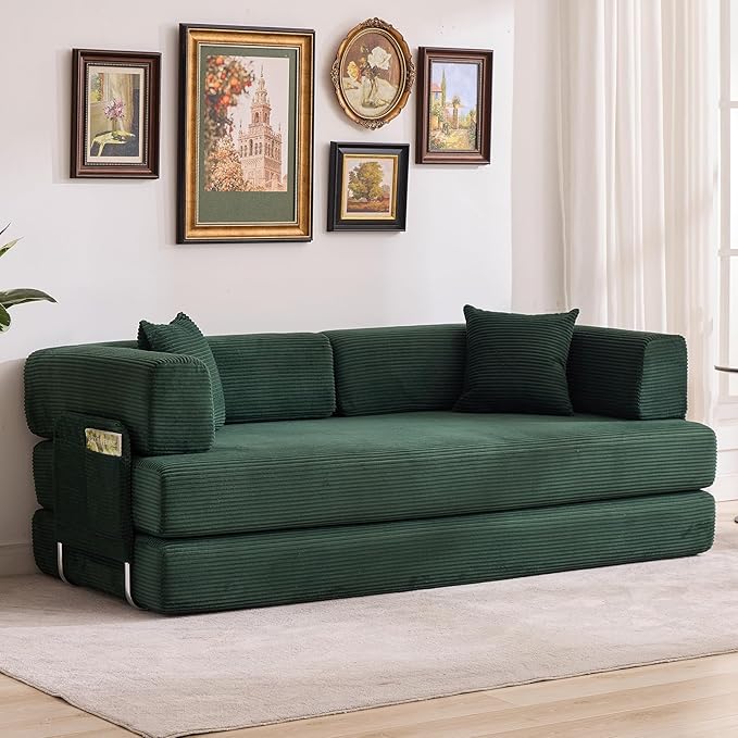 Garvee 5-in-1 Convertible Sofa Bed, 78.8" Modular Corduroy Sleeper by Garvee
