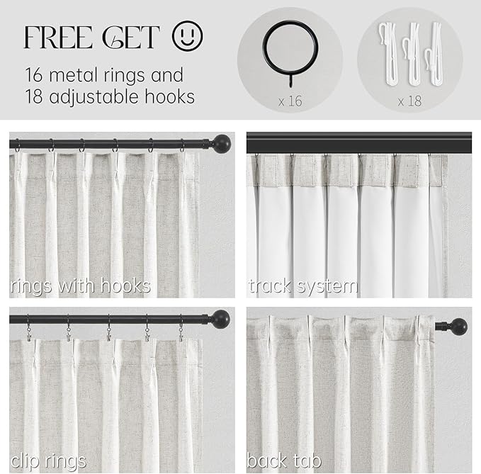 Topfinel Extra Long Total Blackout Linen Curtains 108 Inches Long - Image 3