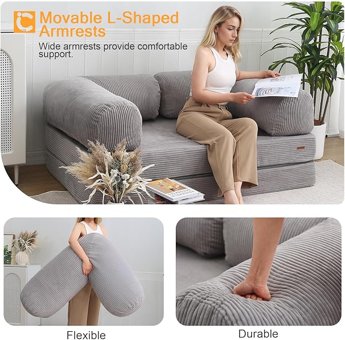 COMAX Folding Sofa Bed Queen, 4-in-1 Foldable Floor Couch Convertible Futon Sofa - Image 6