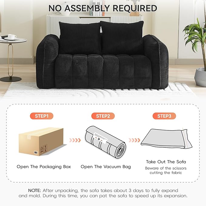 66'' Boneless Loveseat Sofa, 2 Seater Tufted Deep Seat Couch - Image 6