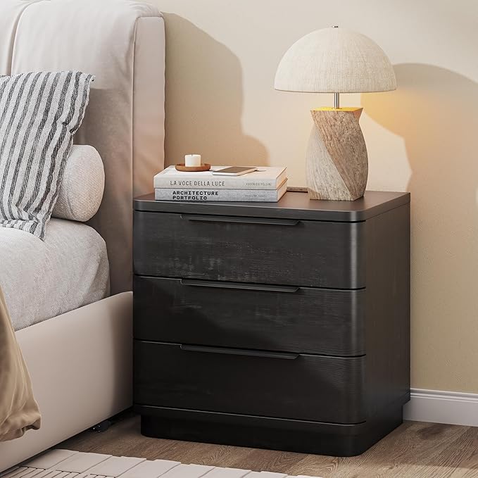 Black Nightstands Set of 2, Bedside Table - Image 7