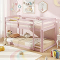 KOMFOTT Low Bunk Bed Twin Over Twin, Solid Wood Twin Bed Frame by KOMFOTT