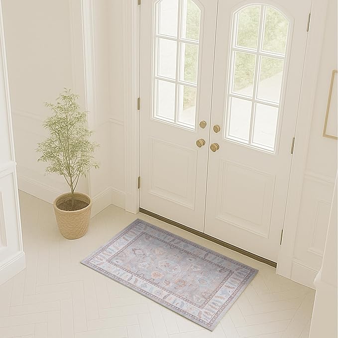 Fame Rugs Brown Modern Oushak Rug 2x3, Vintage Doormat Turkish Colorful by FameRugs