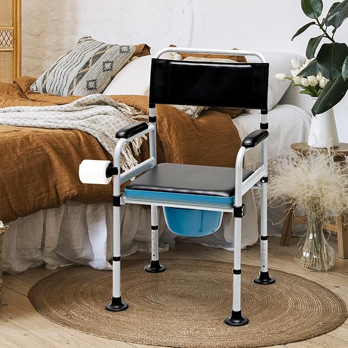 Goplus 4-in-1 Folding Bedside Commode, 440lbs Commode Chair - Image 9