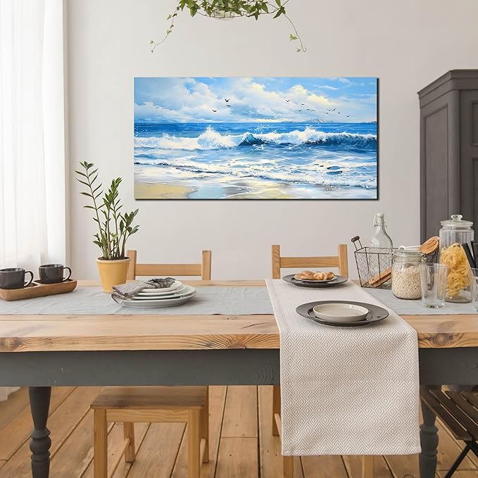 ENTANUB Ocean Wall Art for Bedroom, Sea Wave Wall-Decor for Living Room - Image 3
