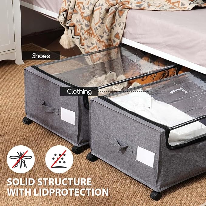 4-Packs Under Bed Storage with Wheels, Under The Bed Storage Drawers On Wheels - Image 5