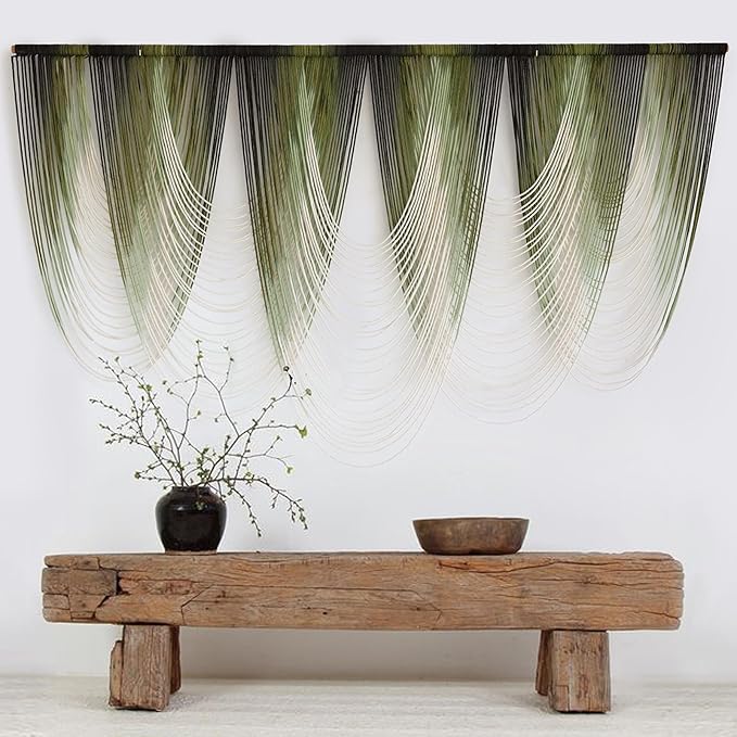 Macrame Wall Hanging Dip-Dyed Large Macrame Wall Decor Yarn Tapestry 57" W x - Image 4