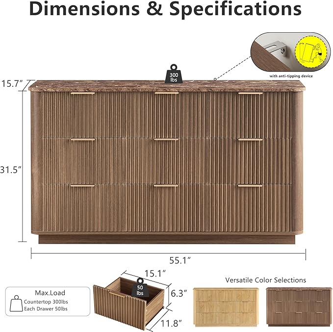 win2win 9 Drawer Dresser, Mid Century Modern Dresser - Image 2