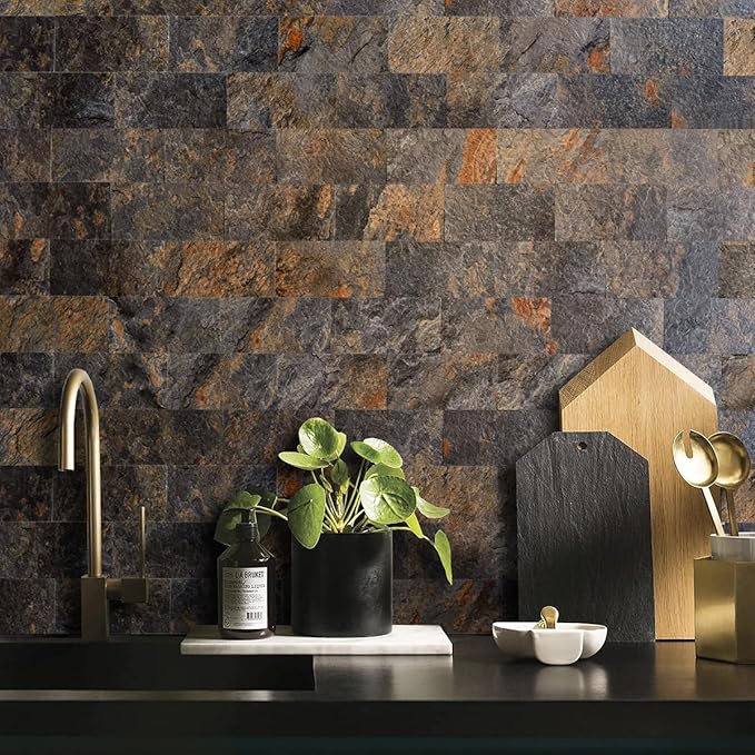 AULIGET Rustic Slate Peel and Stick Backsplash Wall Tile - Image 2