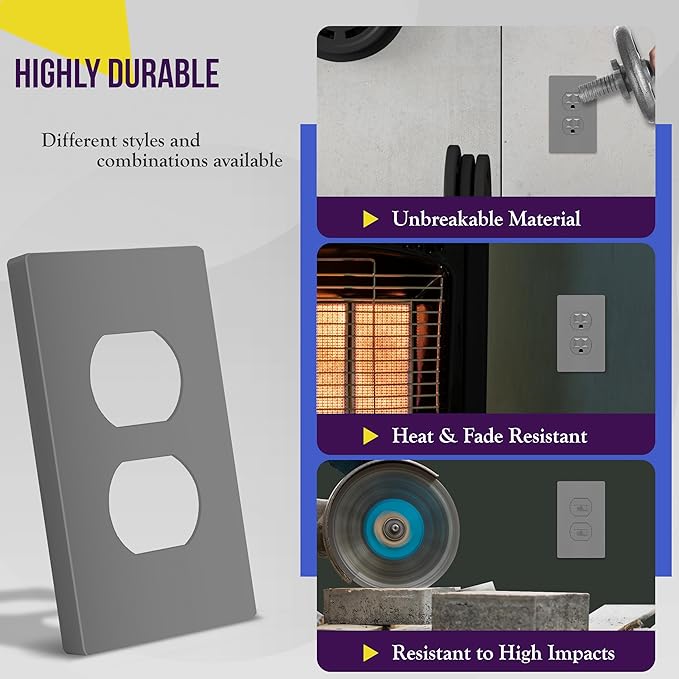 ENERLITES Screwless Duplex Wall Plate, Child Safe Receptacle Outlet Cover - Image 4