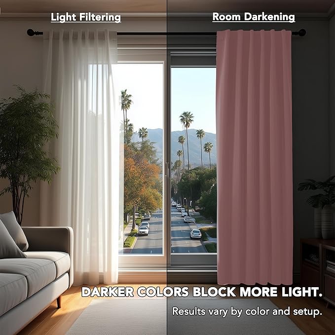 Deconovo Solid Back Tab and Rod Pocket Curtains Thermal Insulated Blackout - Image 3