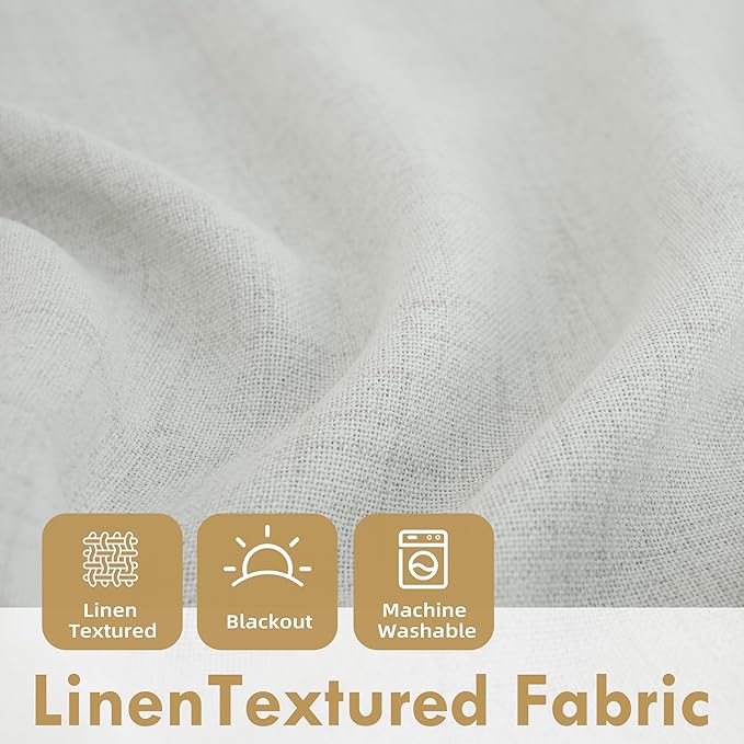 DriftAway Double Layer Linen Blackout Tie Up Curtains Thermal Insulated Fully - Image 3
