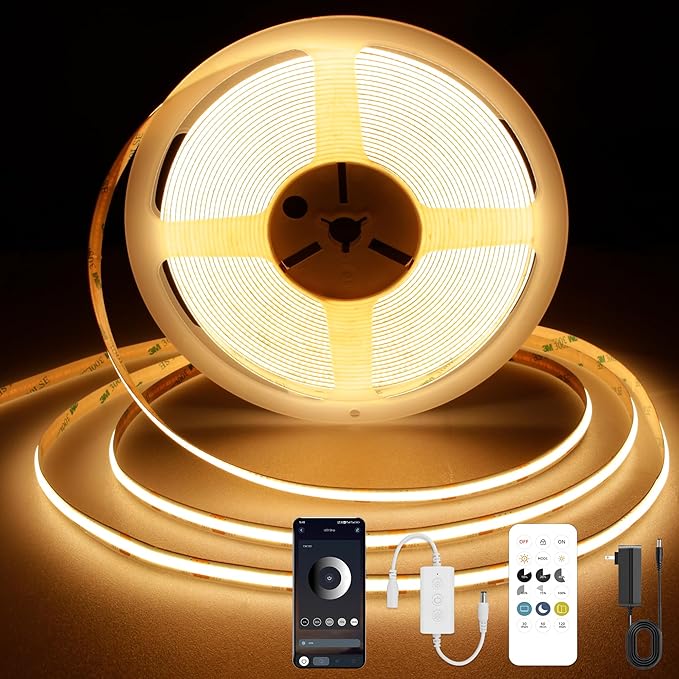COB LED Strip Light 2700K, 24ft Dimmable Warm White LED Strip Light, DC24V Tape by AUZIWECOBLEDStripLights