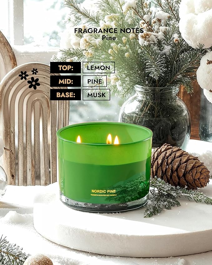 96NORTH Luxury Pine Soy Candle | Large 3 Wick Jar Candle | Up to 40 Hours - Image 4