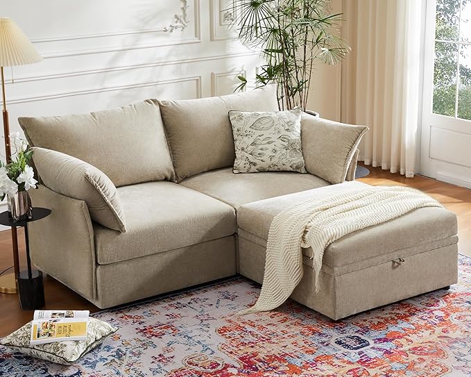 ABCASA Luxury Modular Sectional Sofa, L-Shaped 3-Seat Couch by ABCASA