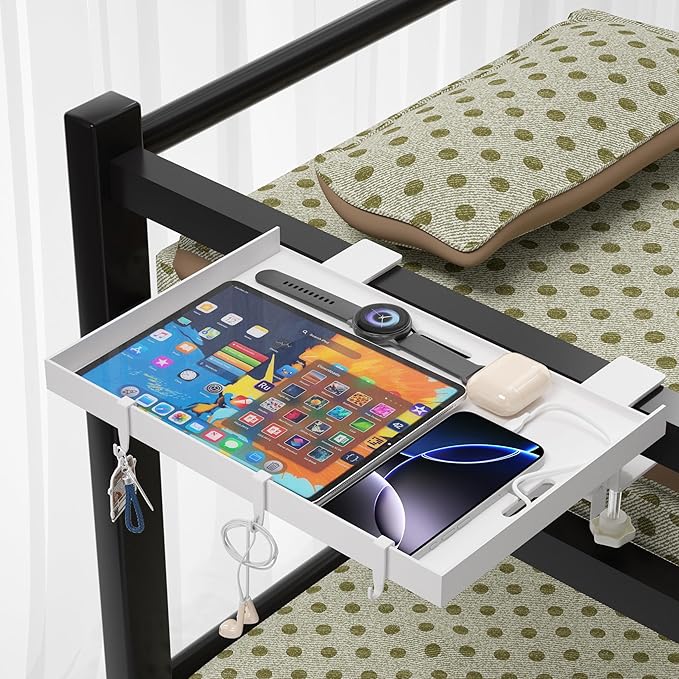 Foldable Bedside Shelf, Metal Clip-On Bed Tray Table - Image 7