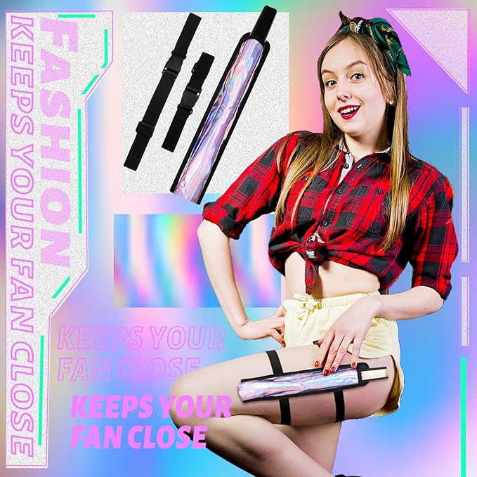 Summer Rave Fan Thigh Holster Rave Fan Holder Folding Hand Pouch Foldable - Image 2