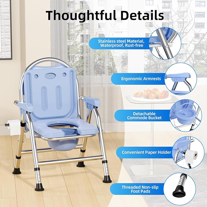 4 in 1 Folding Bedside Commode Chair - Image 3