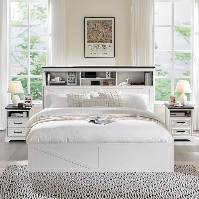 ACCOHOHO King Bed Frame Farmhouse by ACCOHOHO