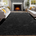 PAGISOFE Fluffy Shaggy Black Area Rug 8x10 Feet, Plush Rugs by PAGISOFE