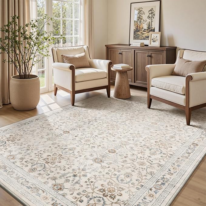 MontVoo-Vintage Area Rug 4X6 Beige Rugs by MontVoo