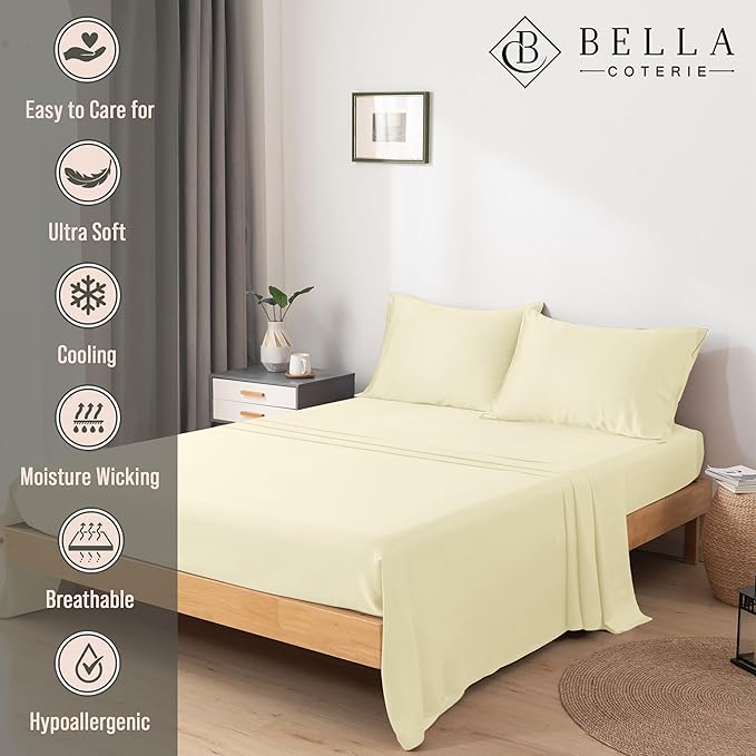 Bella Coterie Luxury Bamboo Viscose 34” Split Top King Size Sheet Set | 1 - Image 3