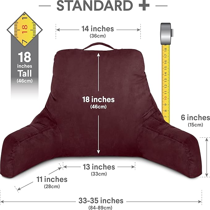 Husband Pillow Aspen Arizona Maroon, Reading Pillow Bed Rest Chair, Two-Sided - Image 2