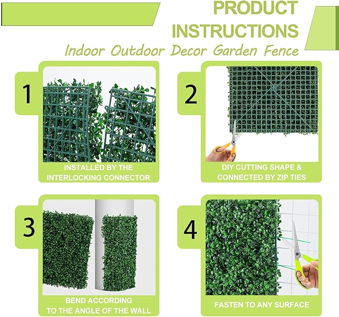 AOKIE 10"X10" Artificial Grass Wall, Party Garden Fence - Image 6