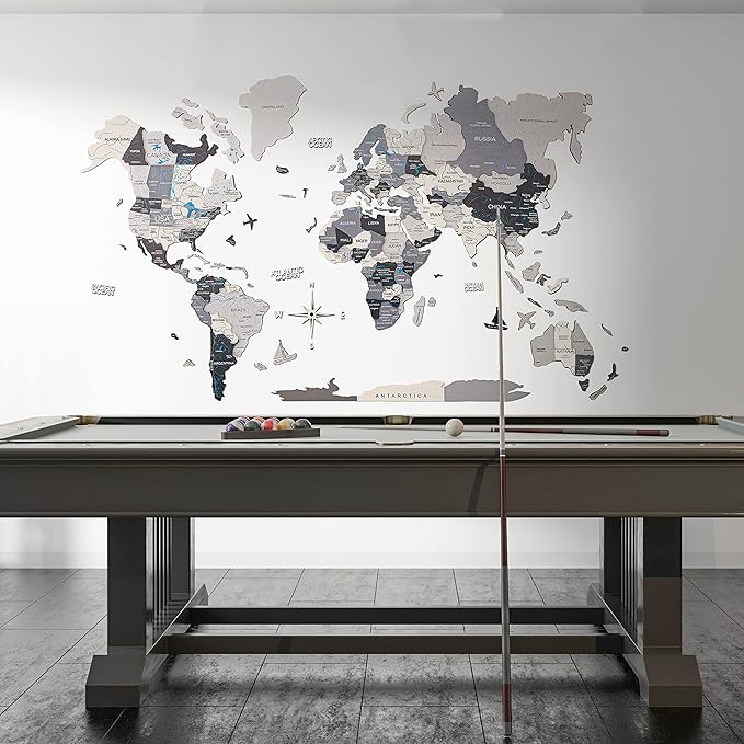 Handmade 3D Wood World Map Wall Art Large Wall Decor Track Your World Travels - Image 3
