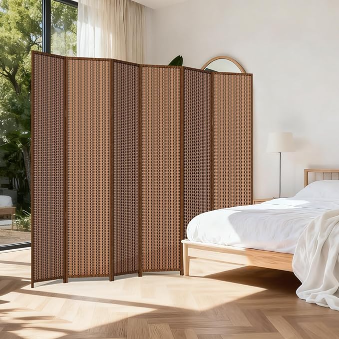 6 Panel Room Divider and Extra Wide Folding Privacy Screen, 94.5" W x 67" H - Image 8