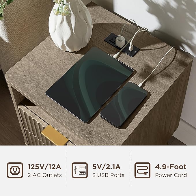 T4TREAM Fluted Nightstand Set of 2 - Image 4