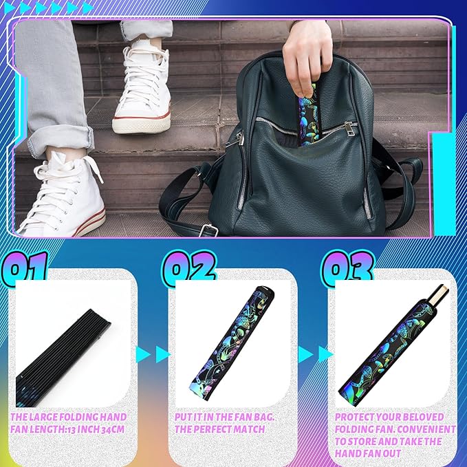 Summer Rave Fan Thigh Holster Rave Fan Holder Folding Hand Pouch Foldable - Image 7