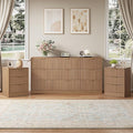 Fluted Dresser & 3 Drawer Nightstand Set 3-Piece, 63” Long 9 Drawer Dresser and by NOVAMAISON