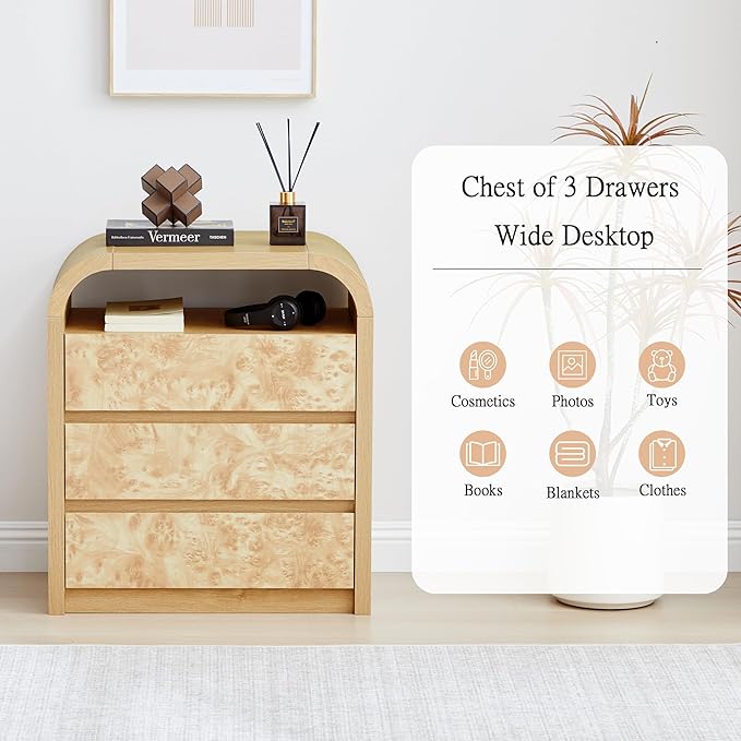 3 Drawer Dresser for Bedroom, Modern Chest of Drawers - Image 8