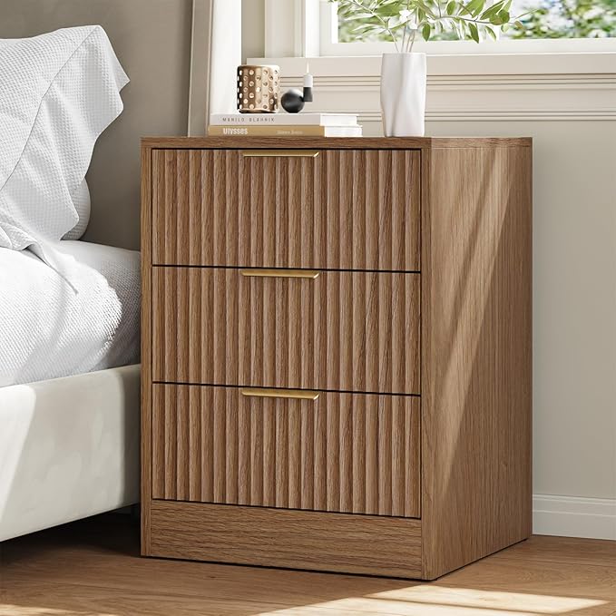 8 Drawer Dresser & 3 Drawer Nightstand Set 3-Piece, Tall Fluted Dresser and - Image 7