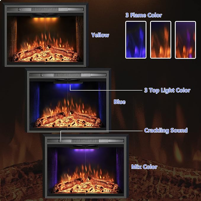 Velaychimny 44.5" W x 32" H Electric Fireplace Insert - Image 5