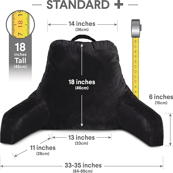 Husband Pillow Black, Original Reading Pillow in Bed Rest Chair, Shredded - Image 4