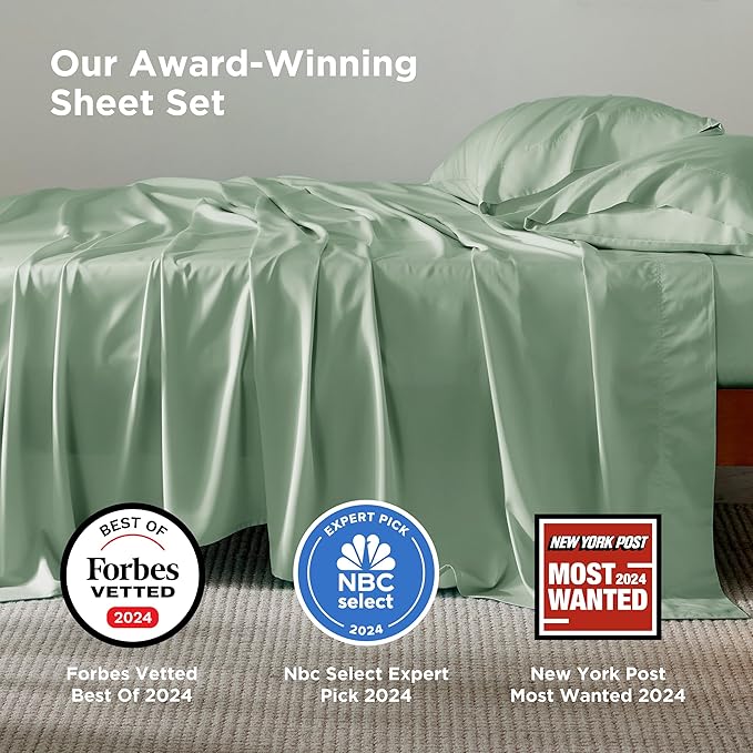 Bedsure Queen Sheet Set, Rayon Derived from Bamboo, Cooling Sheets, Breathable - Image 2