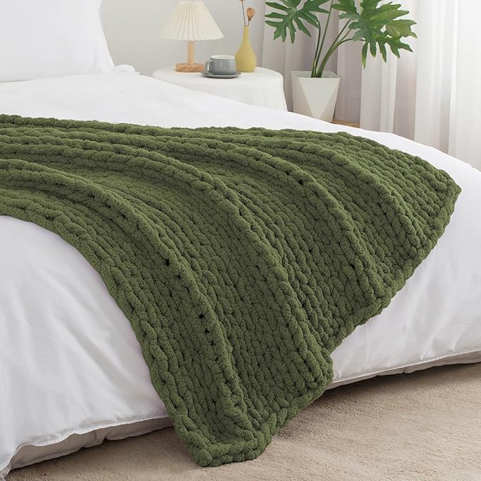 Chunky Knit Throw Blanket 50"X 60", 100% Handmade - Image 8