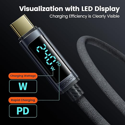 toocki USB C Cable 6.6ft 240W Fast Charging Cord - Image 3