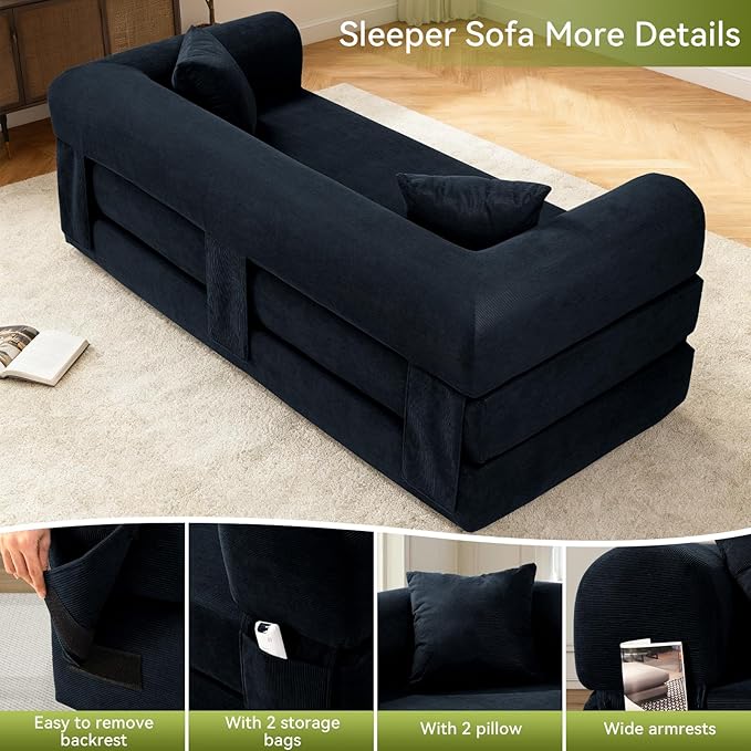 Convertible Futon Sofa Bed, Queen Sleeper Sofa Bed, Compressed Couch in a Box - Image 7
